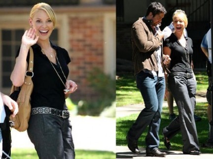 Katherine Heigl e Gerard Butler sul set di ‘The Ugly Truth’