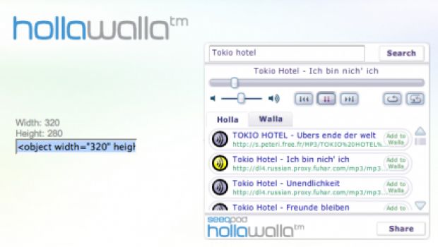 HollaWalla: widget per mp3 gratis in streaming