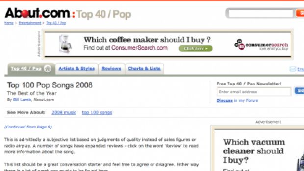 I migliori 100 brani pop per About.com
