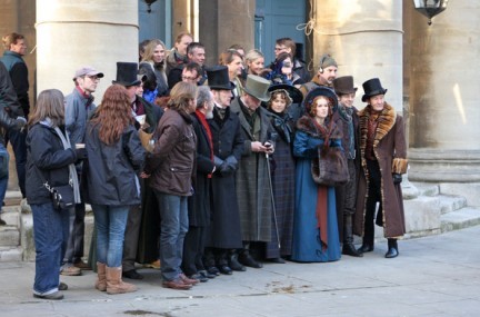 Isla Fisher e Simon Pegg sul set di Burke e Hare