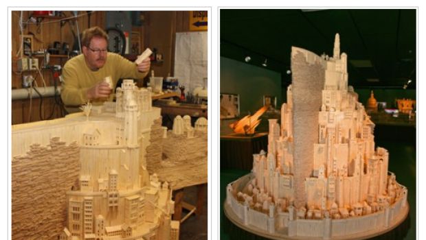 La riproduzione di Minas Tirith de Il Signore degli Anelli: in fiammiferi!