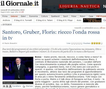 Onda rossa in Tv: secondo Il Giornale l’antiberlusconismo in Tv vince in share. Ma forse a pensar male…