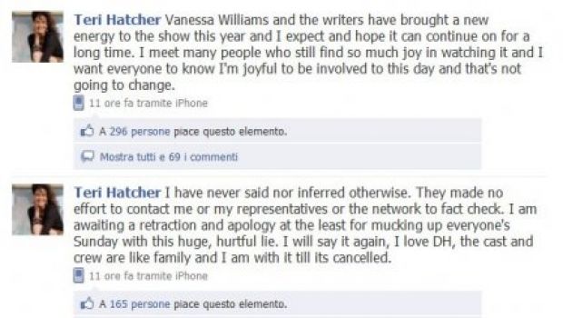 Desperate Housewives, Teri Hatcher nega l’uscita dalla serie