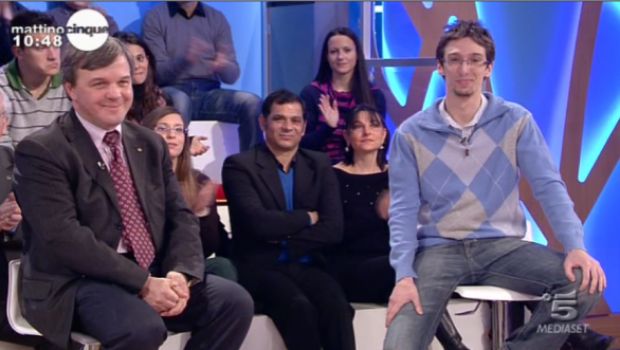 A Mattino Cinque i campioni dei quiz Michela De Paoli, Ferdinando Sallustio e Damiano Latella