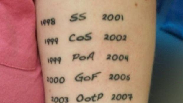 Tutta la saga di Harry Potter in un tatuaggio