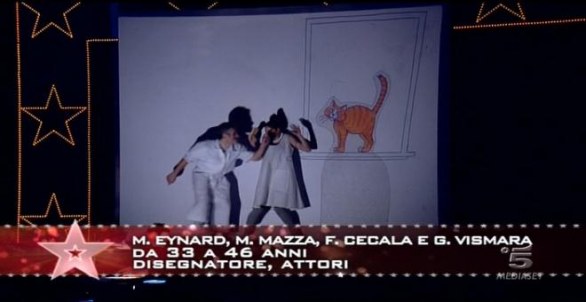 Manolibera – Eynard, Mazza, Cecala, Vismara – disegnatori attori di Italia’s got talent