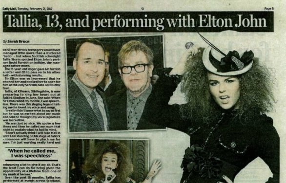 Elton John sceglie la tredicenne Tallia Storm per l’apertura di un suo concerto