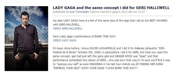 Luca Tommassini: “Lady Gaga ha copiato la coreografia che ho usato con Geri Halliwell”