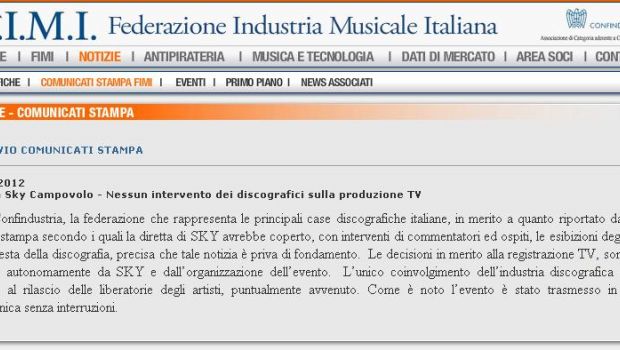 Italia loves Emilia, i discografici ‘scaricano’ Sky: le interruzioni non dipendono da noi