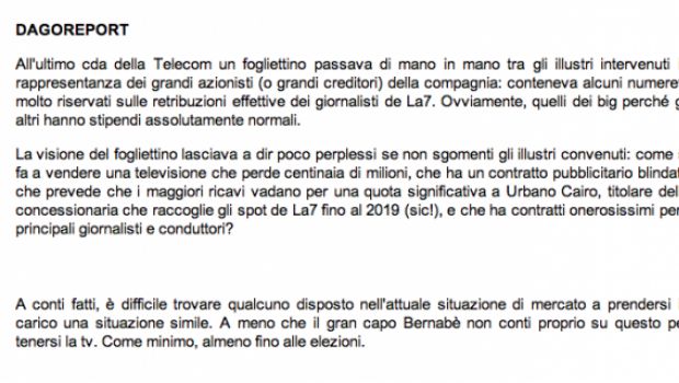 La7, contratti milionari per Mentana, Santoro e Parodi? Perché Dagospia cancella le cifre?