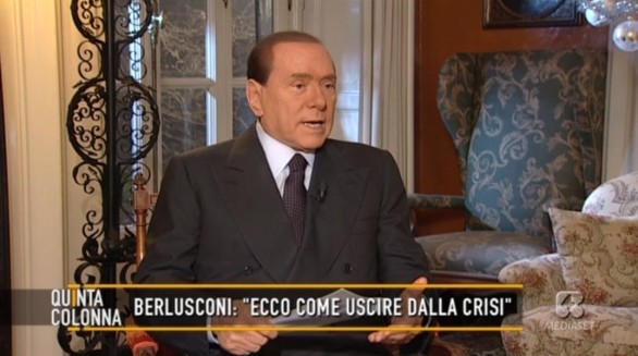 Silvio Berlusconi a Quinta Colonna: è solo una ripetizione, la vera lezione domani sera da Vespa