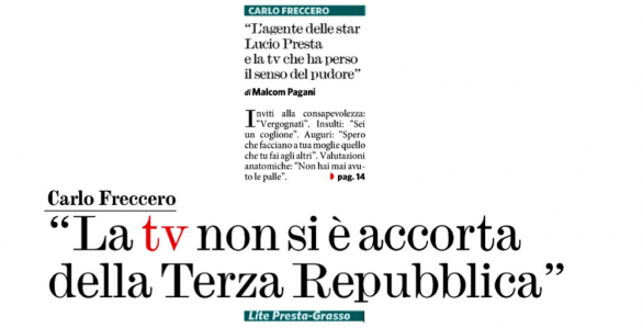 Caverzan: “La Perego non ha colpe”. Freccero: “Grasso coraggioso. Se ti chiami Presta vai comunque in prima serata”