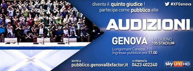 X Factor 7: audizioni a Genova l’1 e 2 giugno con i quattro giudici