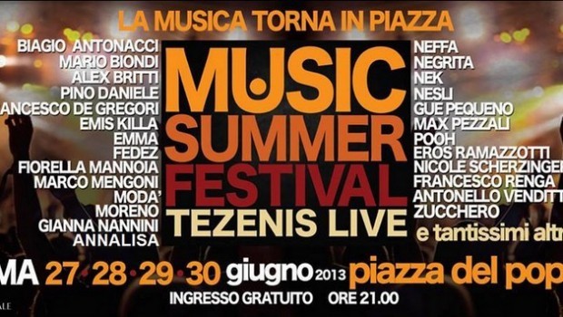 Music Summer Festival, la scaletta del 27 giugno 2013 della pagina Facebook fake