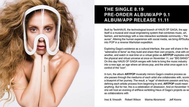 Lady Gaga, Artpop: il nuovo album esce l’11 novembre 2013, il singolo il 19 agosto