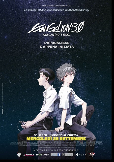 Evangelion 3.0 – locandina italiana del sequel d’animazione nei cinema il 25 settembre