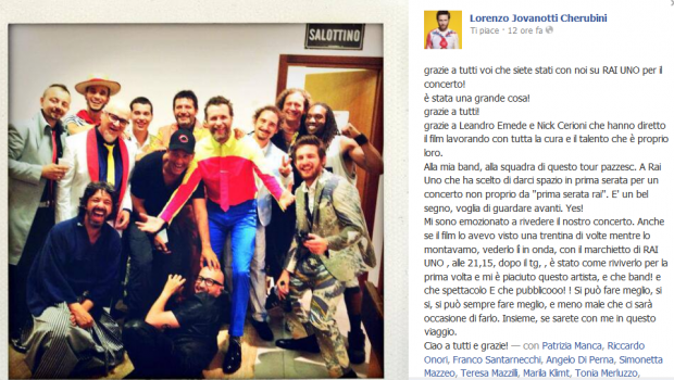 Jovanotti ringrazia i fan su Facebook ma In questa notte fantastica è flop