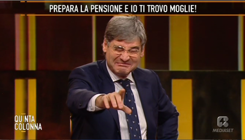 Quinta colonna, Paolo Del Debbio crepa dal ridere