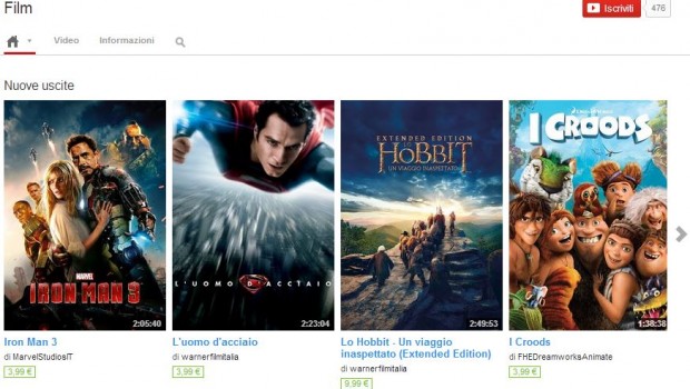 Nasce You Tube Movies IT, il canale dove vedere e acquistare i film