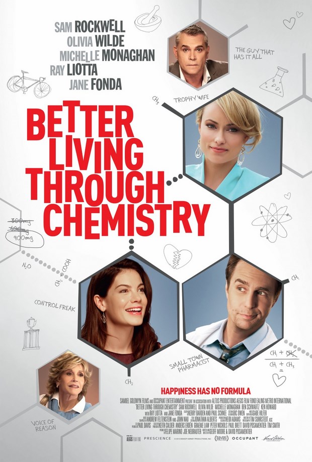 Better Living through Chemistry:  locandina della dark-comedy con Sam Rockwell e Olivia Wilde
