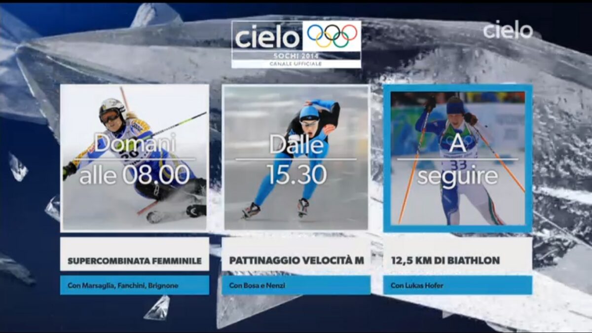 Sochi 2014 oggi su Cielo: il programma di lunedì 10 febbraio