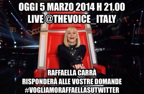 The Voice 2, Raffaella Carrà risponde ai fan su Twitter con #AskRaffaella