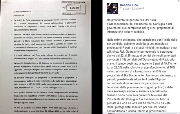 Movimento 5 Stelle presenta esposto all’Agcom contro la Rai: “Troppo spazio al governo, Renzi sovraesposto”
