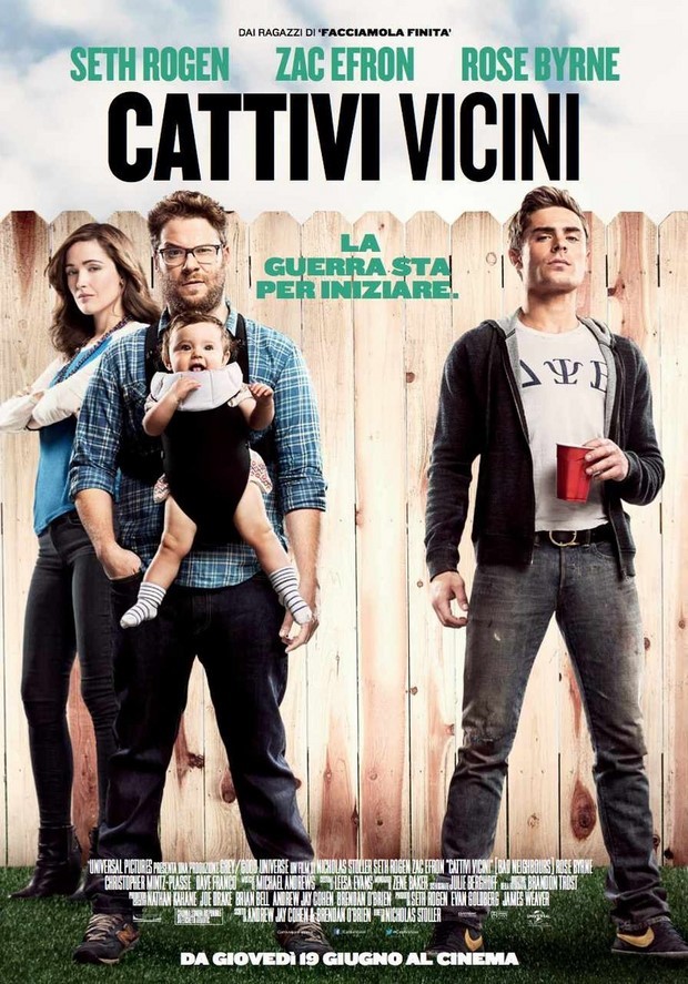 Cattivi vicini – Neighbors: locandina italiana della commedia con Seth Rogen e Zac Efron