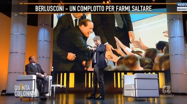 Quinta Colonna, Silvio Berlusconi rischia di violare il rientro a casa entro le 23. Del Debbio lo ‘caccia’ (VIDEO)