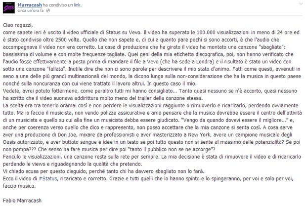 Marracash contro la sua etichetta discografica: “Quei geni non hanno controllato il video di Status!”