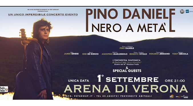 Pino Daniele, Nero a metà concerto 1 settembre 2014 all’Arena di Verona: gli ospiti da Emma a Elisa
