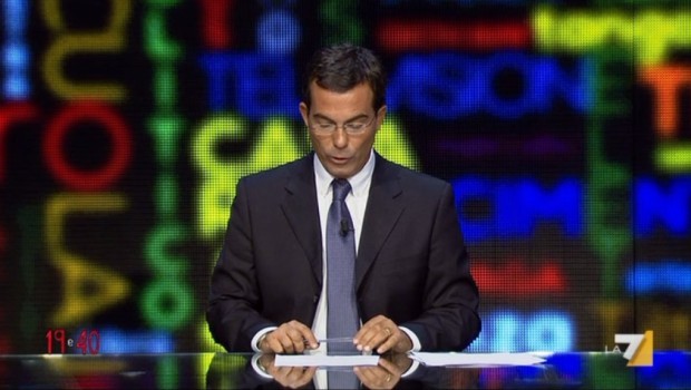 Diciannovequaranta, prima puntata: Floris incollato al copione, programma buio, Tg di Mentana apre alle 20.06