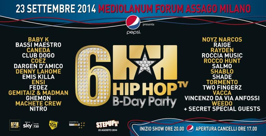 Hip Hop Tv B-Day Party a Milano il 23 settembre 2014: i cantanti rap ospiti