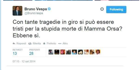 Orsa Daniza, le reazioni tv. Spazio alle gaffes di Bruno Vespa e Barbara Palombelli