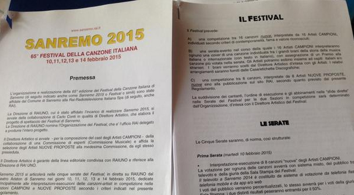 Festival di Sanremo 2015: il regolamento