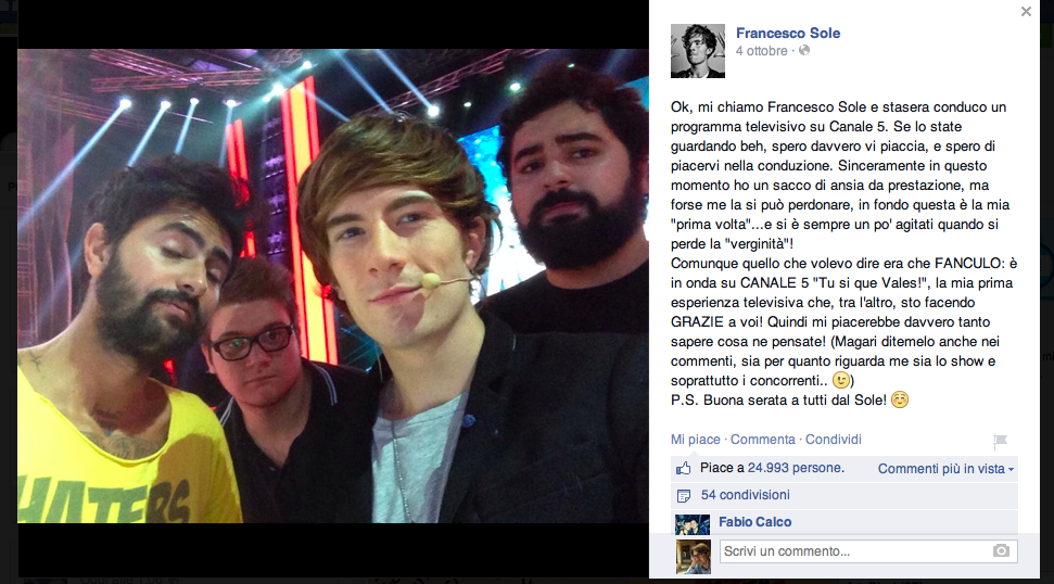 Eugenio Scotto e Francesco Facchinetti portano il Sole delle webstar? La tv in mano alla crew ha un problema culturale