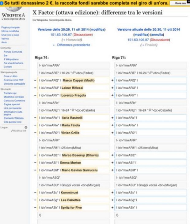 X Factor 2014: i cantanti ammessi ai live anticipati da Wikipedia?