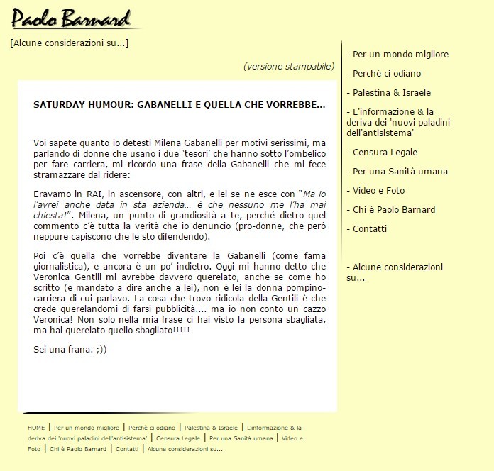 Paolo Barnard sul blog contro Milena Gabelli e Veronica Gentili