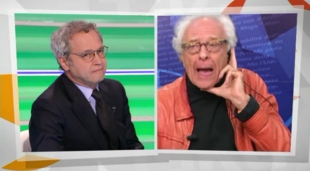 Tiki Taka, Mentana: “Dell’opinione di Mughini non mi interessa nulla”. E Ferrero imita Crozza