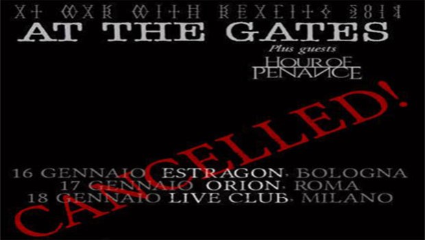 At The Gates, annullati i tre concerti in Italia