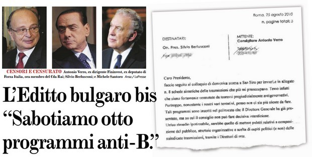 La lettera di Verro a Berlusconi del 2010, le trasmissioni “antigovernative” e i “rimedi”