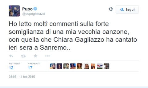 Sanremo 2015, Pupo difende Straordinario: “Niente plagio con la mia canzone, brava Chiara!”