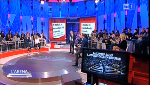 L’Arena, Giletti mette da parte l’elezione di Mattarella per fare spazio ai vitalizi dei parlamentari (e rispondere alle critiche)