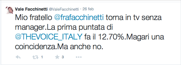 The Voice, Valentina Facchinetti: “Mio fratello fa boom senza manager”.  Lucio Presta in ballo?