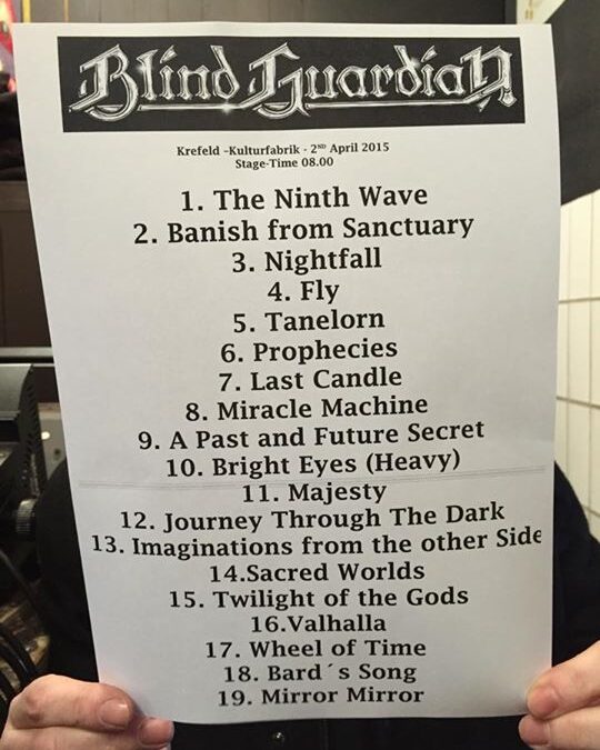 Blind Guardian: rivelata la scaletta del Beyond The Red Mirror Tour 2015