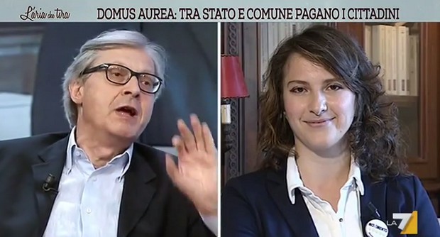 L’Aria che Tira, Vittorio Sgarbi contro la “grillina” Alice Salvatore: “Siete figli di un assassino!” (Video)