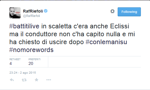 Raf sui Battiti Live: “C’era anche Eclissi ma il conduttore non c’ha capito nulla e…”