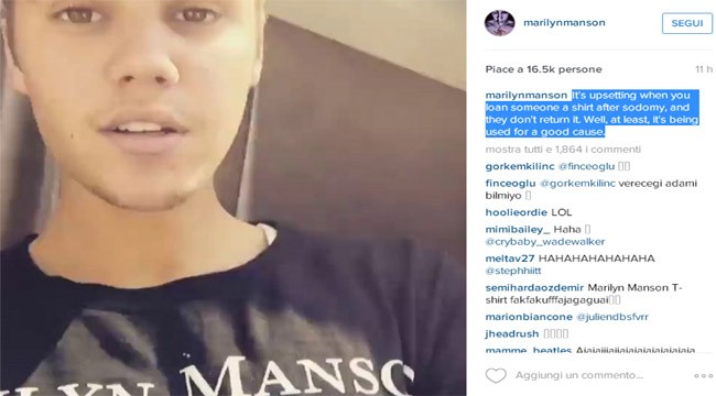 Marilyn Manson trolla pesantemente Justin Bieber su Instagram