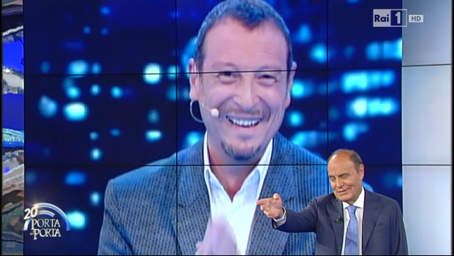 Per Amadeus tutto è possibile, persino battere Floris e Ballarò e collegarsi con Porta a porta!