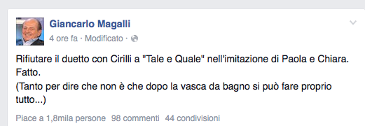 Tale e quale Show, Giancarlo Magali: “Ho rifiutato di fare Paola e Chiara con Cirilli”